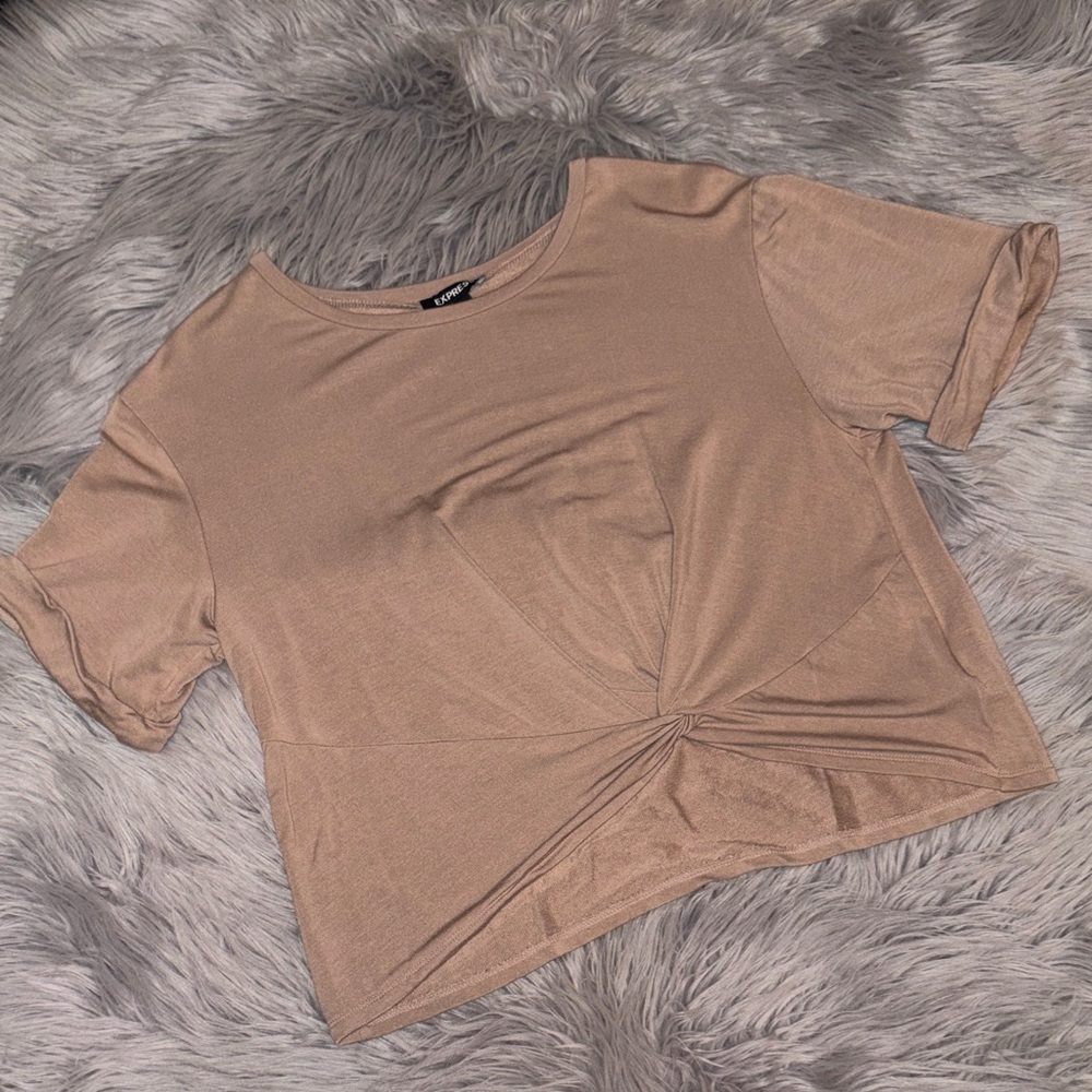Express Crew Neck Knot Front T-Shirt Size Small - Picture 2 of 7